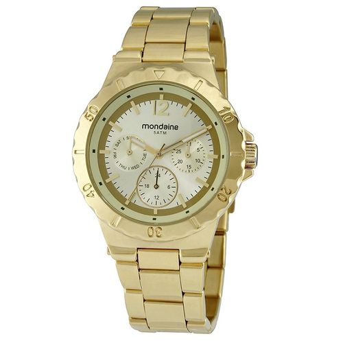 Relógio Mondaine Feminino Multifunção Dourado 94461lpmgds1