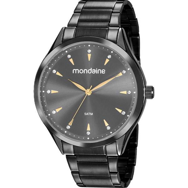 Relógio Mondaine Feminino Preto 53817LPMVPE2 Analógico 5 Atm Cristal Mineral Tamanho Grande