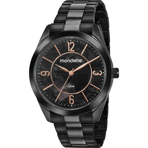 Relógio Mondaine Feminino Preto 53813LPMVPE2 Analógico 5 Atm Cristal Mineral Tamanho Grande