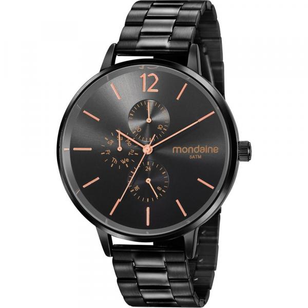 Relógio Mondaine Feminino Preto 53875LPMVPE2 Analógico 5 Atm Cristal Mineral Tamanho Grande