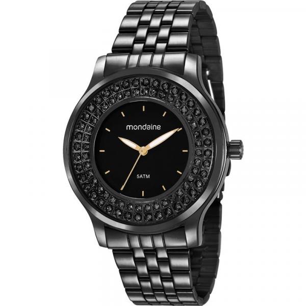 Relógio Mondaine Feminino Preto 99266LPMVPE3 Analógico 5 Atm Cristal Mineral Tamanho Grande