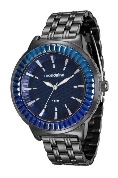 Relógio Mondaine Feminino Preto Cristais Azuis 76624lpmvpe1