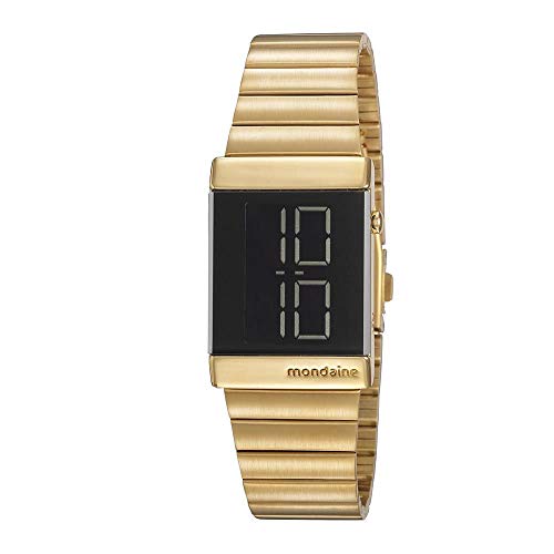 Relogio Mondaine Feminino Ref: 32125lpmvde1 Digital Retangular Dourado