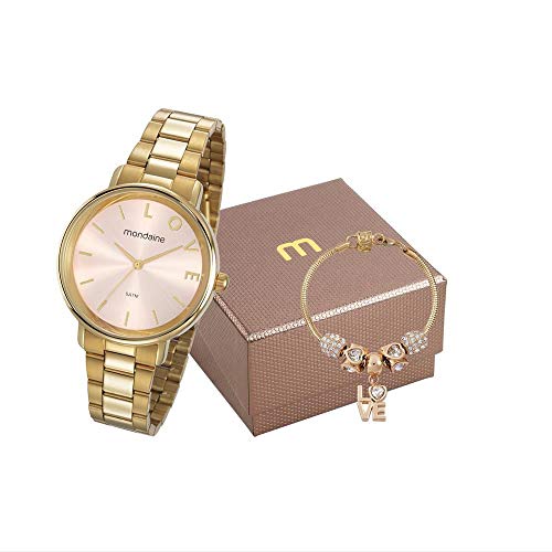 Relogio Mondaine Feminino Ref: 53761lpmkde1 Dourado + Semijóia