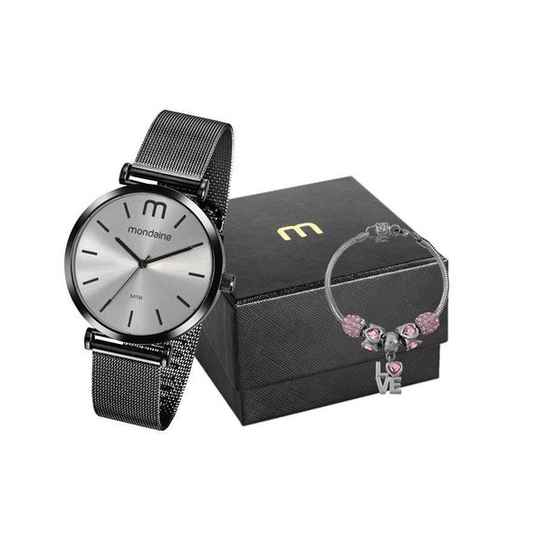 Relogio Mondaine Feminino Ref: 53780lpmvpe3 Black + Semijóia