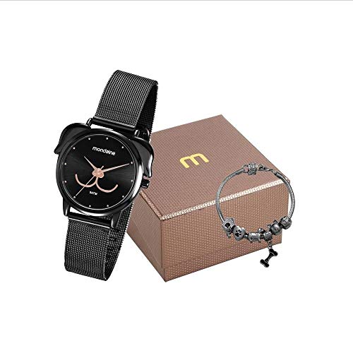 Relogio Mondaine Feminino Ref: 53783lpmvpe2 Black + Semijóia