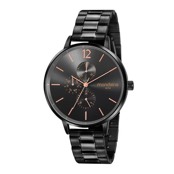 Relogio Mondaine Feminino Ref: 53875lpmvpe2 Multifunção Black