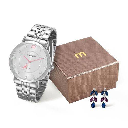 Relogio Mondaine Feminino Ref: 99204l0mvne2 Prateado + Semijóia