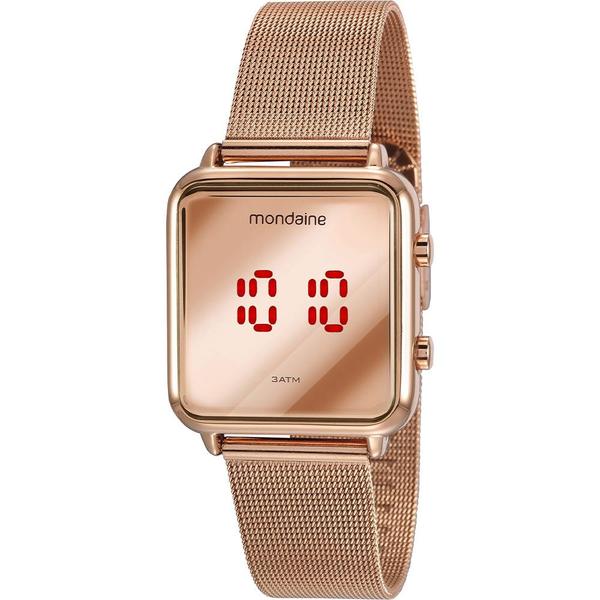 Relógio Mondaine Feminino Rosê 32008MPMVRE2 Digital 3 Atm Cristal Mineral Tamanho Médio