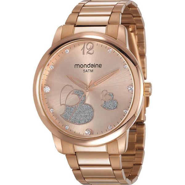 Relógio Mondaine Feminino Rosê 53627LPMVRE2 Analógico 5 Atm Cristal Mineral Tamanho Grande