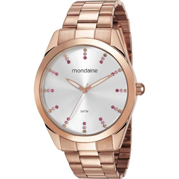 Relógio Mondaine Feminino Rosê 53672LPMVRE4 Analógico 5 Atm Cristal Mineral Tamanho Grande