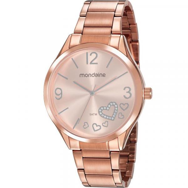 Relógio Mondaine Feminino Rosê 53821LPMVRE3 Analógico 5 Atm Cristal Mineral Tamanho Grande