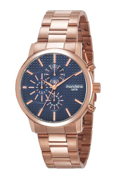 Relogio Mondaine Feminino Rose Azul Cronometro a Prova Dagua Grande 53708LPMVRS3