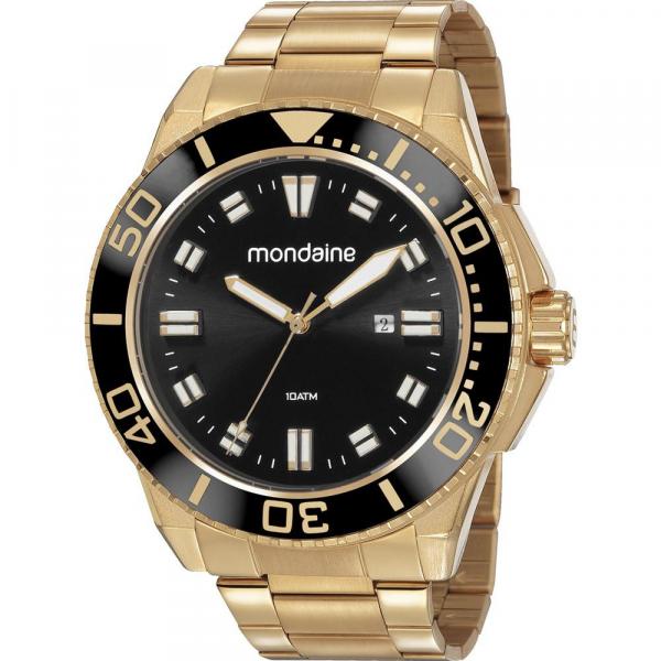 Relógio Mondaine Masculino Dourado 53790GPMVDS1 Analógico 10 Atm Cristal Mineral Tamanho Grande