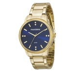 Relógio Mondaine Masculino Dourado Fundo Azul 53510lpmvde1