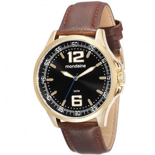 Relógio Mondaine Masculino Dourado/Marrom 76672gpmvdh3