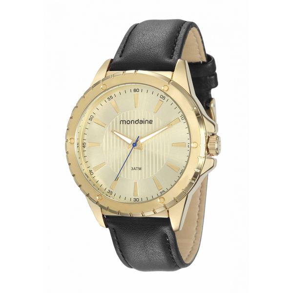 Relógio Mondaine Masculino Dourado Pulseira de Couro