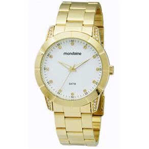 Relógio Mondaine Moda Feminino 78143LPMEDS2. Caixa Metal com Strass e Pulseira de Aço. Resistente à Água 50M.