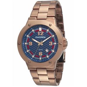 Relógio Mondaine Moda Masculino 78422GPMBRA1. Caixa e Pulseira em Aço Rosê. Calendário. Resistente à Água - 100M.