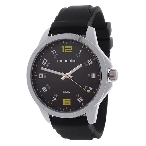 Relógio Mondaine Preto 5ATM Masculino Pulseira de Silicone 24964