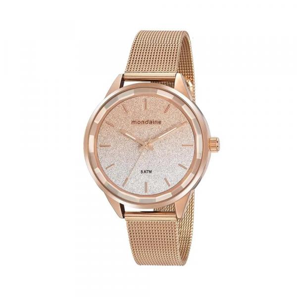 Relógio Mondaine Visor Degradê Vidro Facetado Rosé 76735lpmvre2