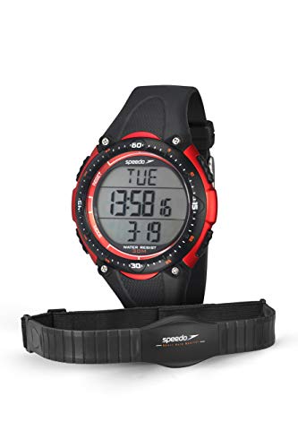 Relógio Monitor Cardíaco, Speedo, 80565G0EPNP1, Preto/ Vermelho