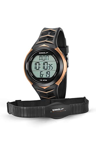 Relógio Monitor Cardíaco, Speedo, 80621G0EVNP3, Preto/ Dourado