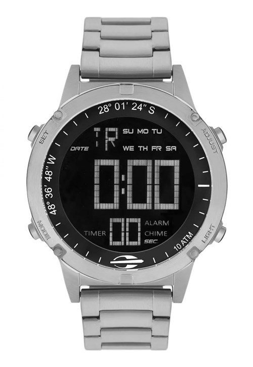 Relógio Mormaii Digital Pro MOW139011P Prata Metal