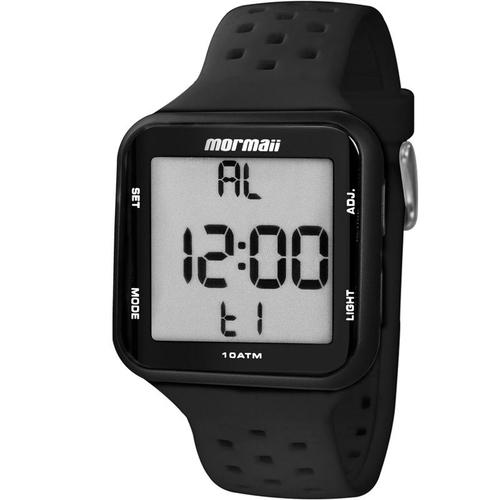 Relógio Mormaii Masculino Quadrado Digital Borracha Preto Mo6600/8p