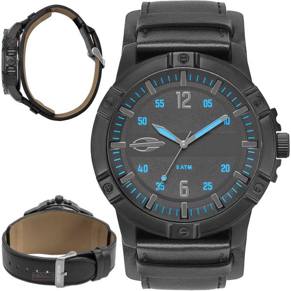 Relógio Mormaii Masculino Steel Basic MO2036IR/2A Couro Preto