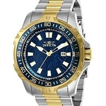 Relógio mostrador azul 48mm pulseia inox e dourado