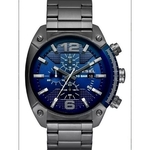 Relogio mostrador azul 49mm cor da pulseia sinza