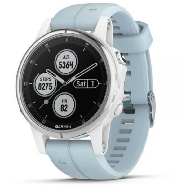 Relógio Multiesportivo Garmin Fenix 5S Plus Azul Claro com Monitor Cardíaco no Pulso