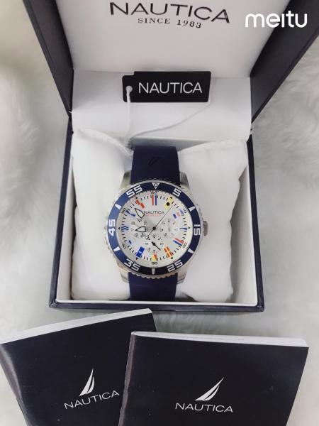 Relogio Nautica Prata com Fundo Branco Lançamento 2019