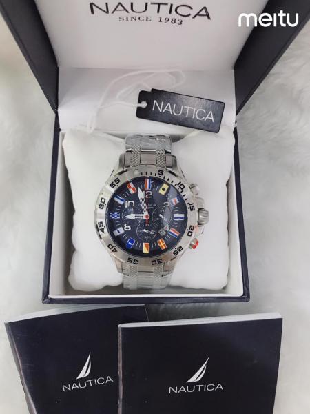 Relogio Masculino Nautica Chrono em Aço Mostrador Preto