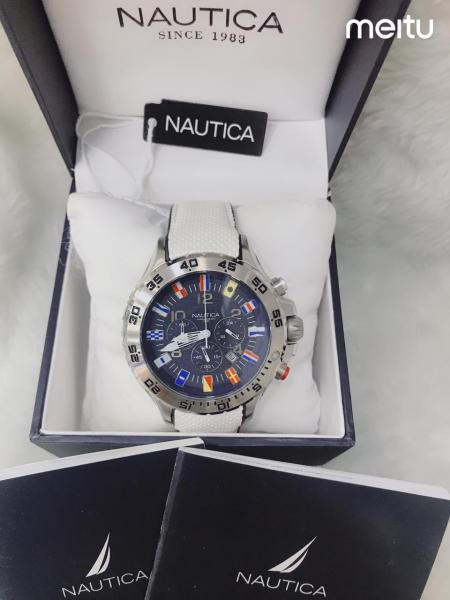 Relogio Nautica Prata com Pulseira Branca Lançamento 2019