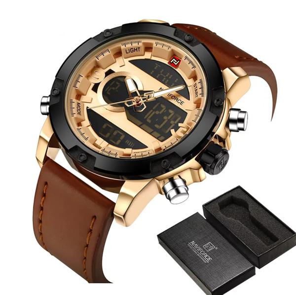 Relogio Naviforce 9097 Marron Dourado