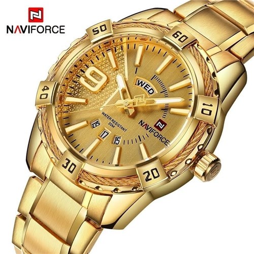 Relógio Naviforce Esportivo Luxo Aço (Dourado)