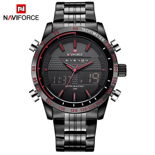 Relógio Naviforce Masculino Esportes Analógico Digital Led (Preto-Vermelho)