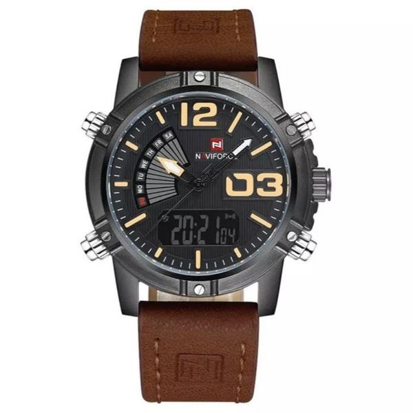 Relógio Naviforce Masculino Modelo 9095 Pulseira de Couro