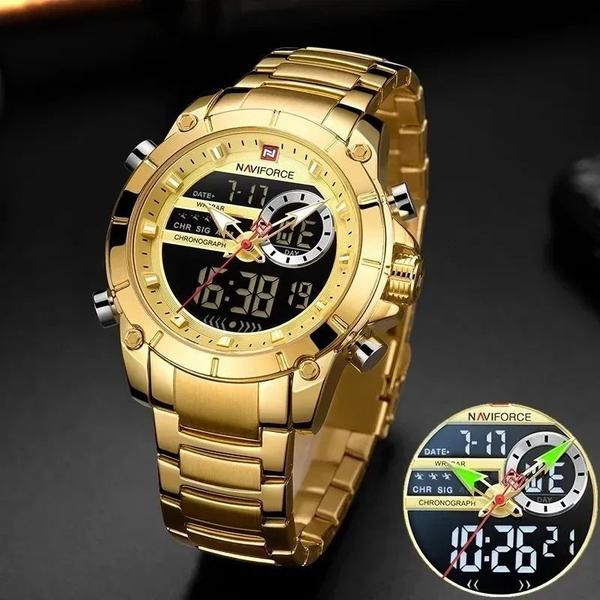 Relógio Naviforce Masculino Original NF9163 Gold