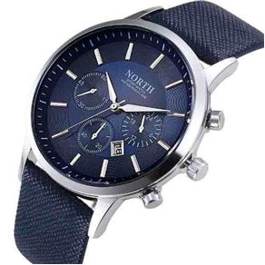 Relógio North de Luxo Pulseira Couro Modelo 6009 - Azul