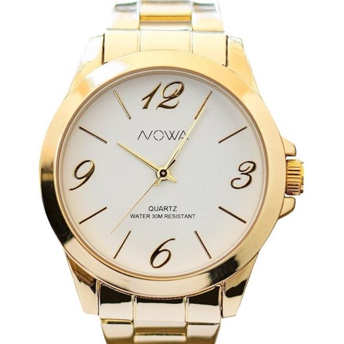 Relógio Nowa Dourado Feminino Original Nw1025k + Kit