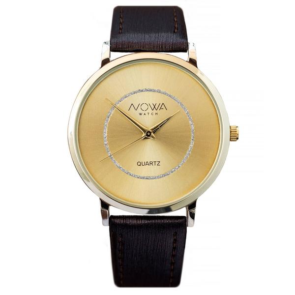 Relógio Nowa Feminino Dourado NW1410K Couro