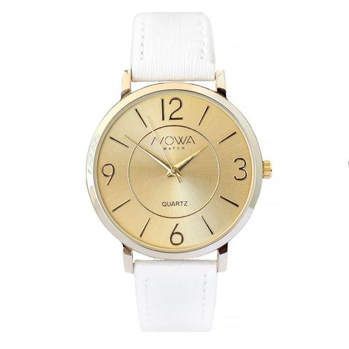 Relógio Nowa Nw1411k Dourado Feminino Couro Branco