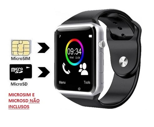 Relógio Nytron Smartwatch Phone A1 - Preto/Prata - Lojascast