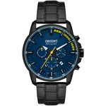 Relogio Orient Analogico MPSSC014 D1PX Preto Mostrador Azul com Cronografo e Calendario