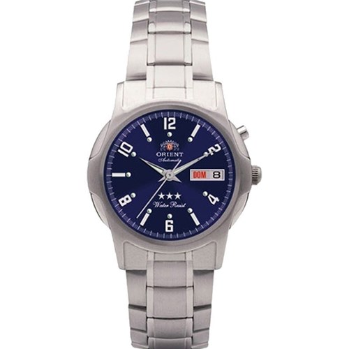 Relógio Orient Automático Masculino Prata Azul 469Ss007 D2Sx