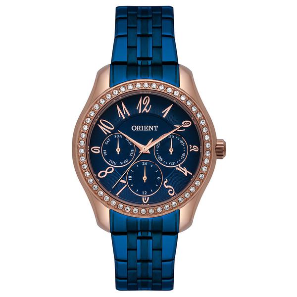 RELÓGIO ORIENT FEMININO CLÁSSICO FTSSM047 D2DX Azul CRYSTALS SWAROVSKI