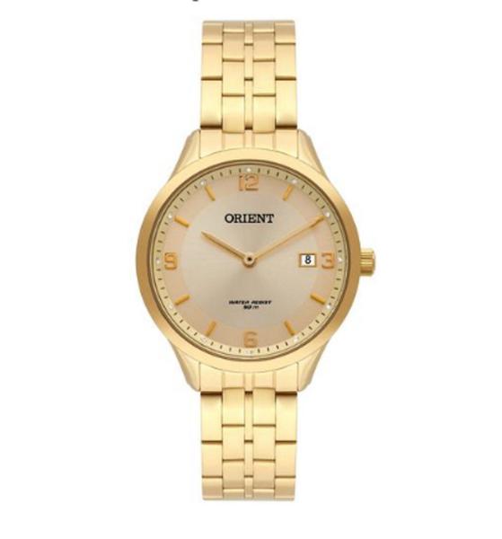 Relogio Orient Feminino Dourado a Prova Dagua Aço Inox Calendario FGSS1169 C2KX